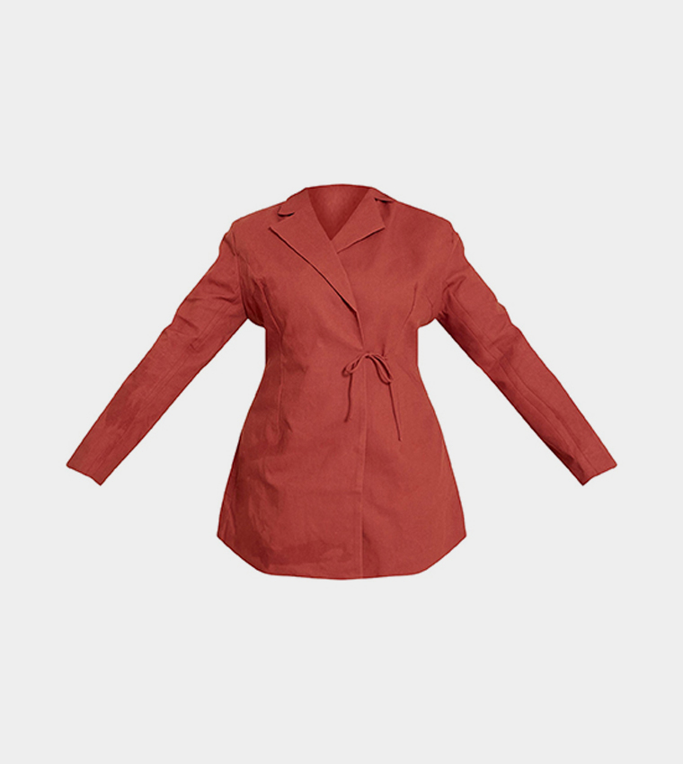Buy PrettyLittleThing Curve Linen Blend Tie Detail Mini Blazer Dress In Orange | 6thStreet Qatar Buy PrettyLittleThing Curve Linen Blend Tie Detail Mini Blazer Dress In Orange | 6thStreet Qatar