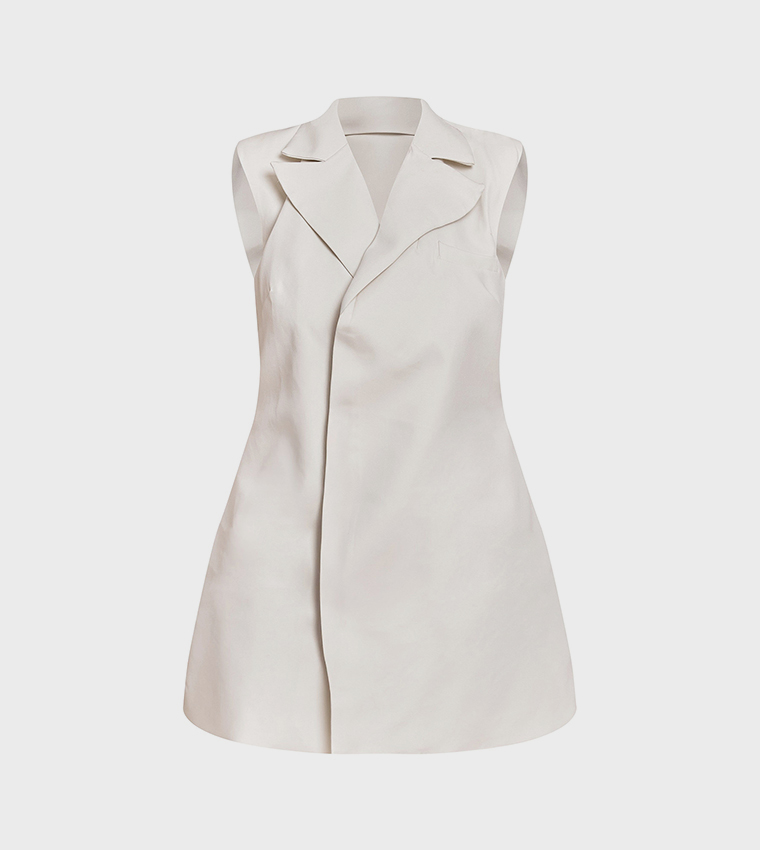 Shape Tailored Sleeveless Adjustable Waist Mini Blazer Dress