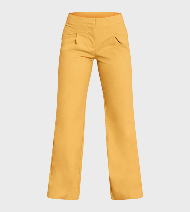 Solid Mid Rise Straight Fit Trousers