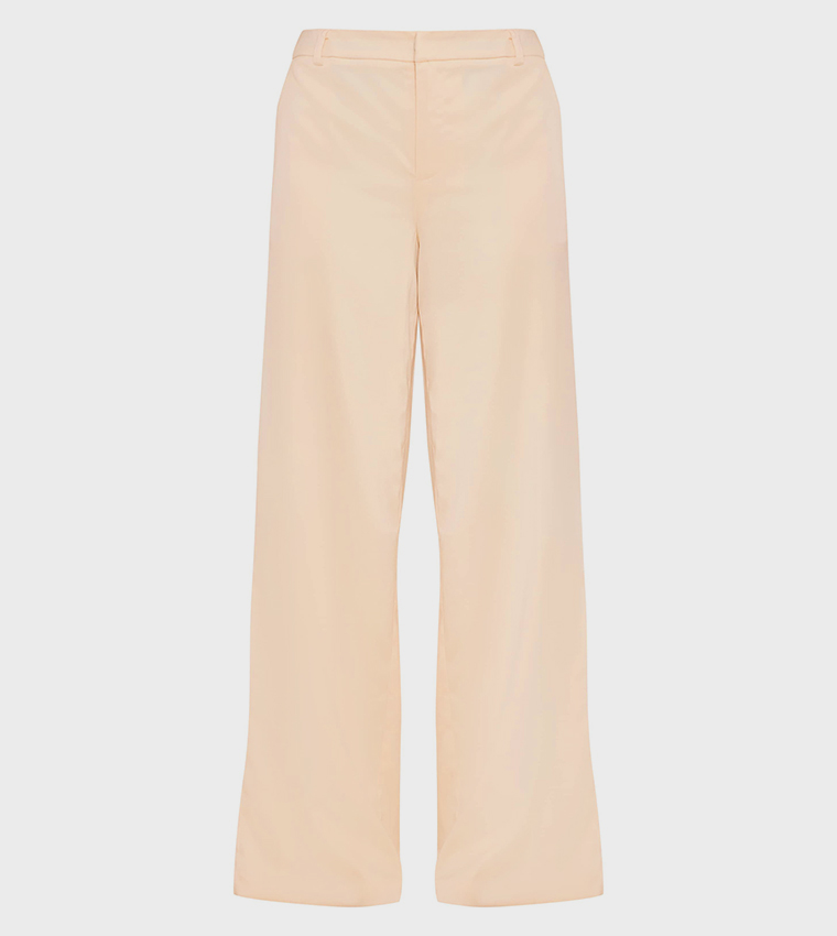 Satin Tailored Detail Wide Leg Trousers