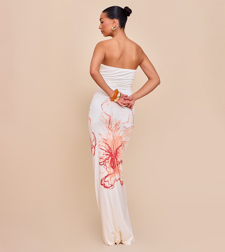 Floral Printed Bandeau Maxi Dress