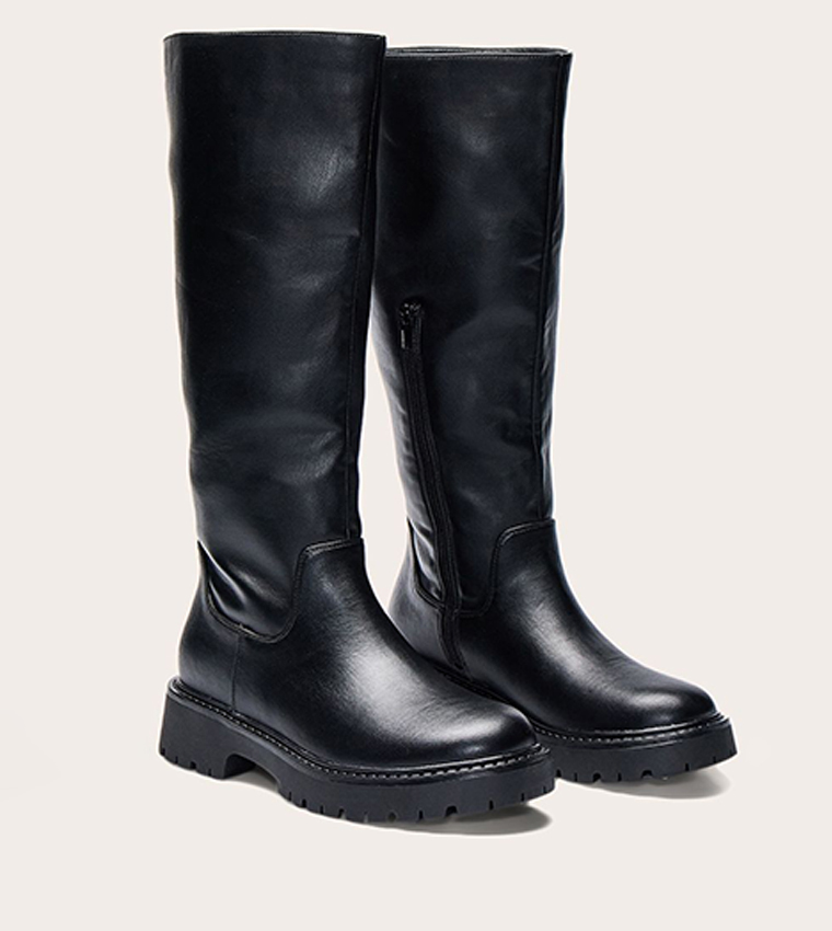 Chunky Cleated Sole Knee High Boots