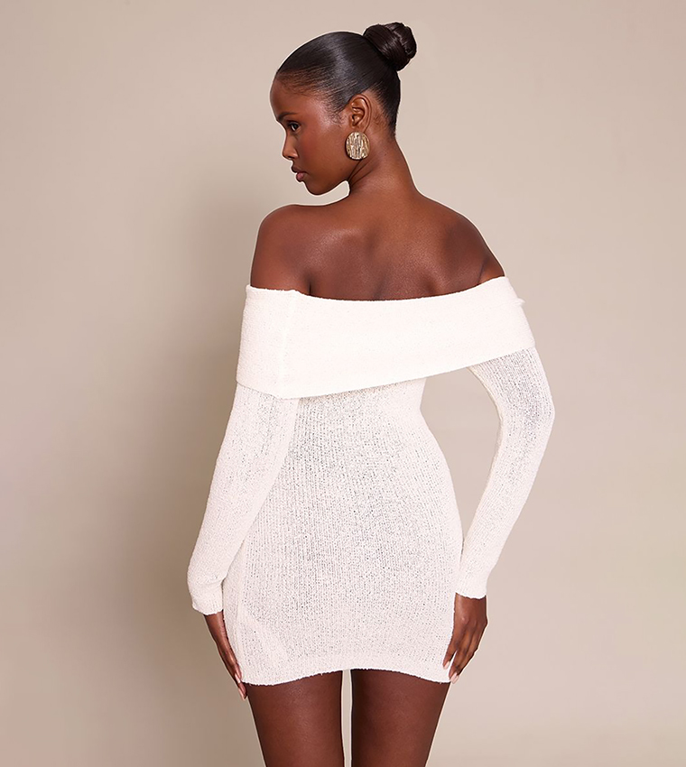Bardot Trim Detail Knitted Mini Dress