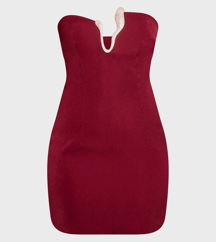 strapless open back dress Venus Womens Cross-Neck Bandage Dress