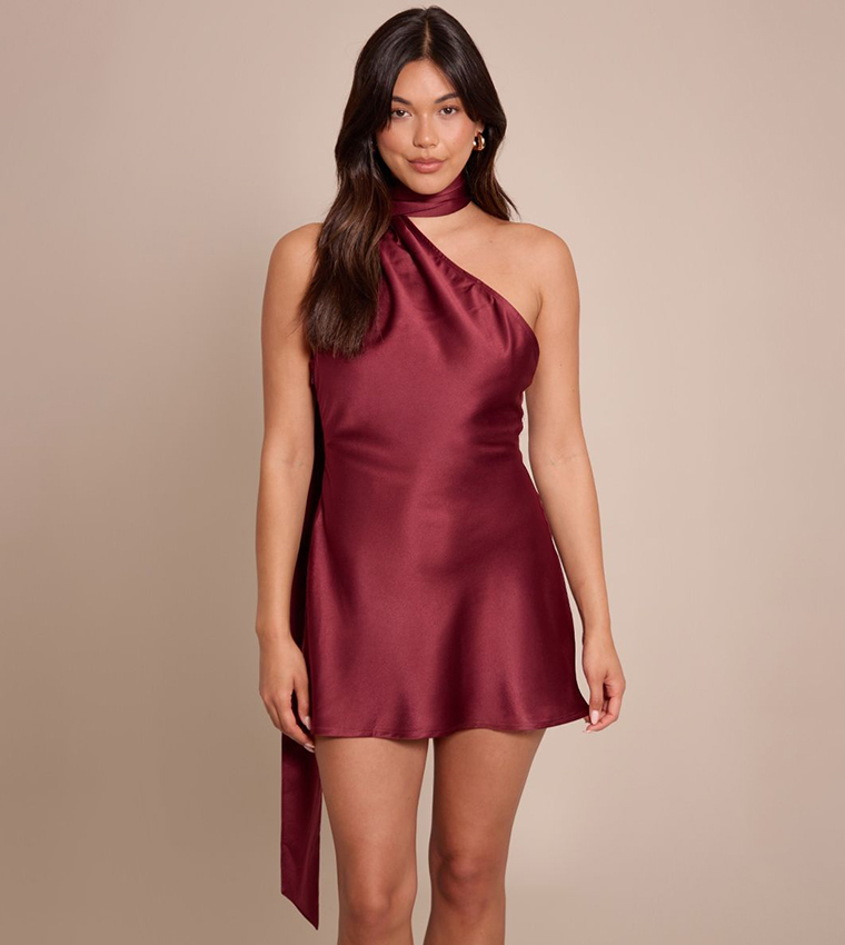 princess polly baby blue dress Simple Burgundy Satin Short Prom Dress Burgundy Homecoming Dress on Luulla main image 0