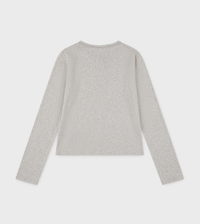 Logo Embroidered Henley Neck T-Shirt 