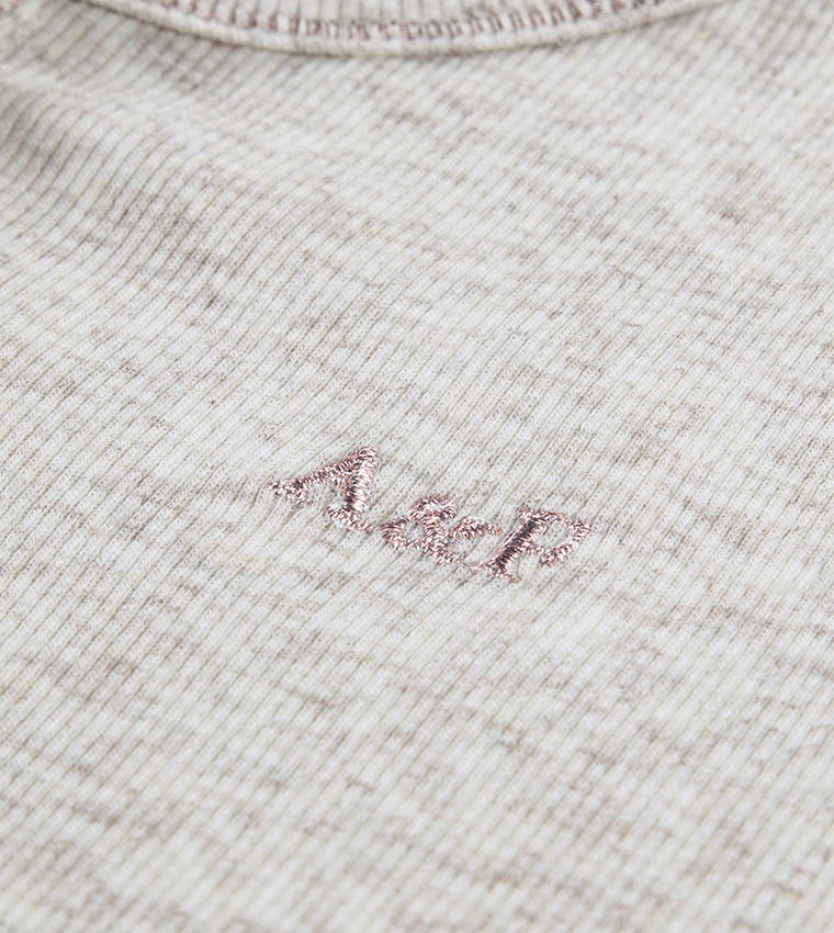 Logo Embroidered Henley Neck T-Shirt 