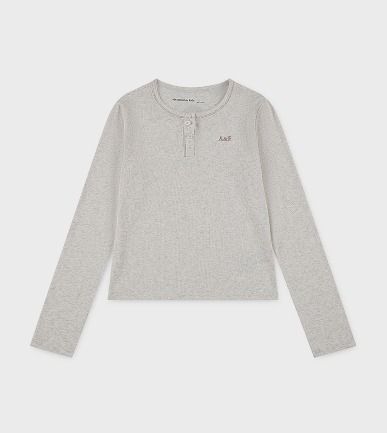 Logo Embroidered Henley Neck T-Shirt 