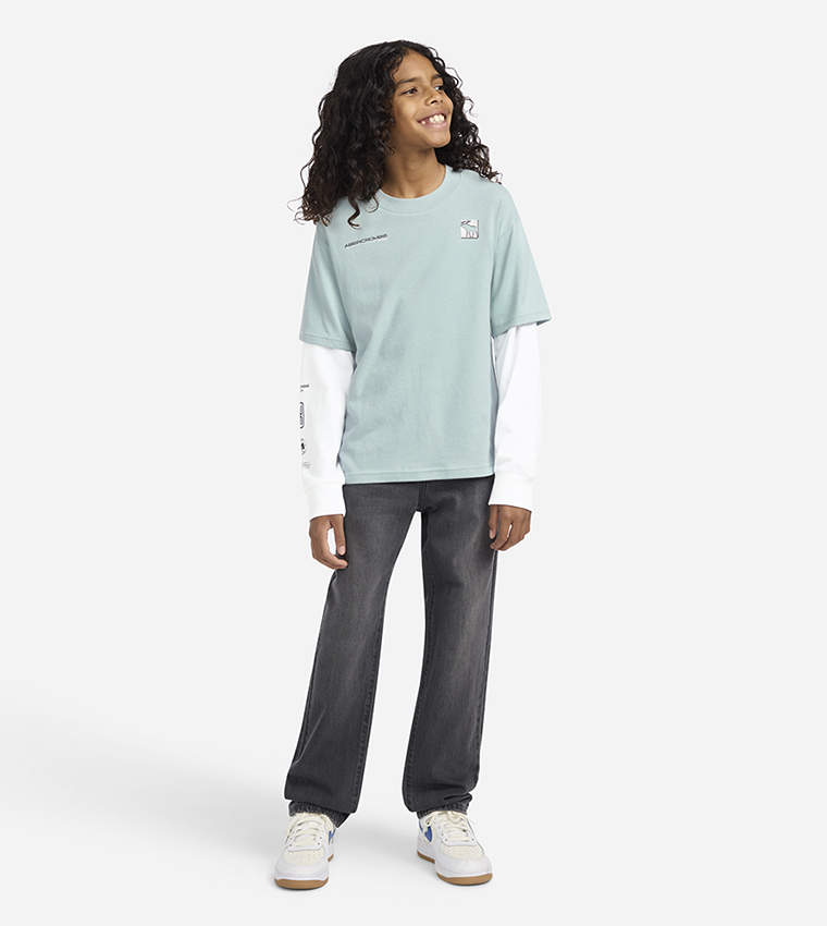 Printed Layered Sleeves T-Shirt