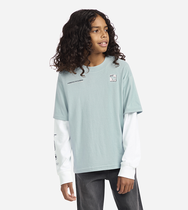 Printed Layered Sleeves T-Shirt