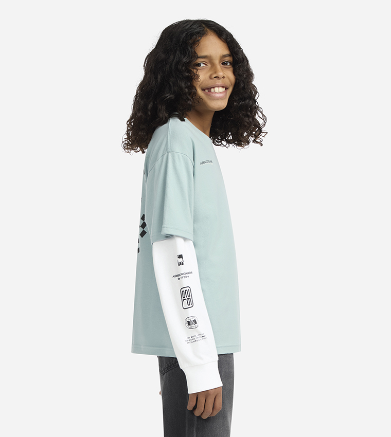 Printed Layered Sleeves T-Shirt