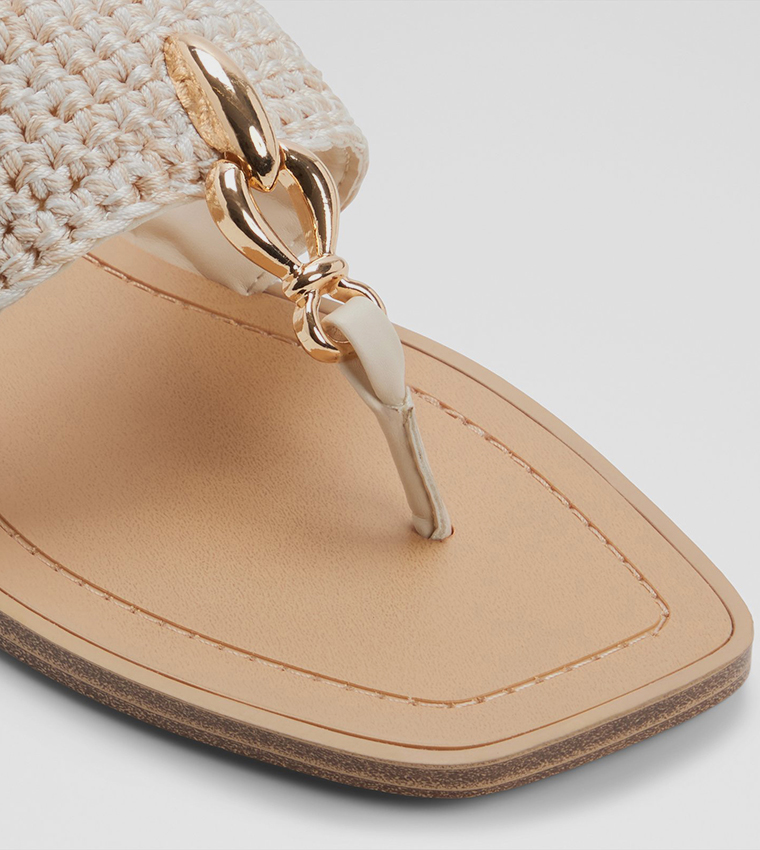 Aldo  Flat Sandals - Beige Flat Sandals
