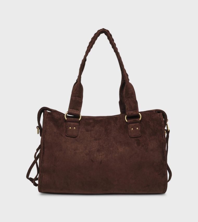 Solid Zip Shoulder Bag