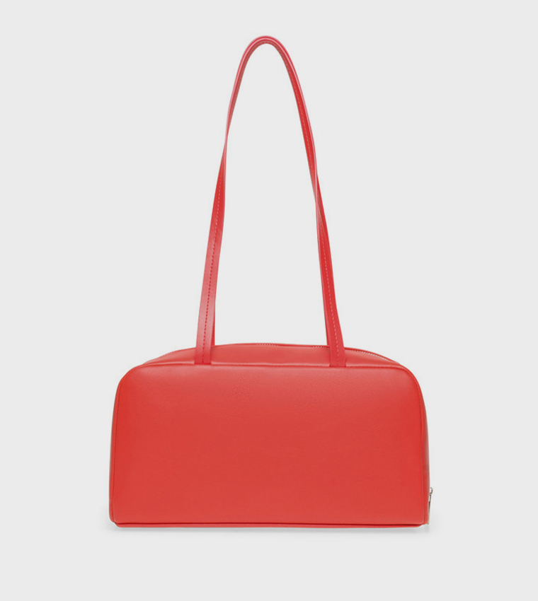 Solid Zip Shoulder Bag