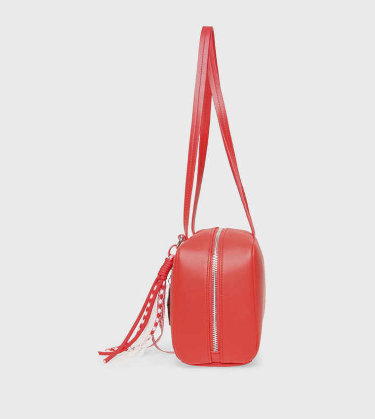 Solid Zip Shoulder Bag