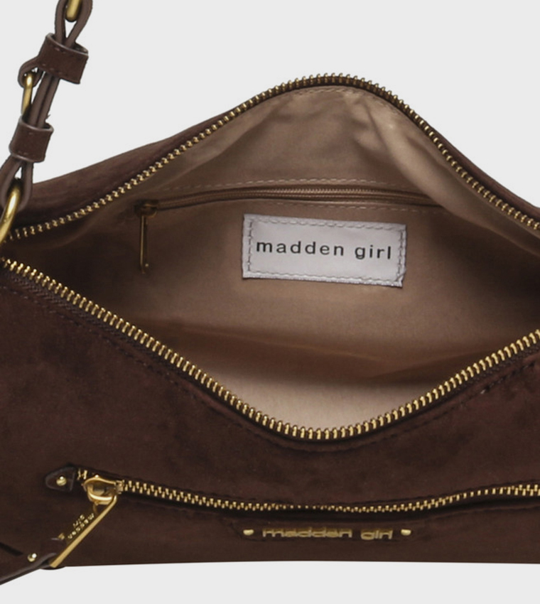 Solid Zip Shoulder Bag