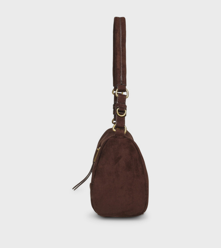 Solid Zip Shoulder Bag