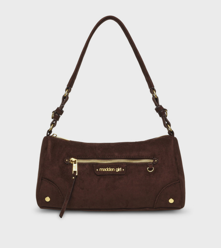 Solid Zip Shoulder Bag