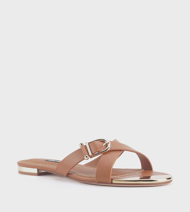 MALVINA Buckle Detail Flat Sandals
