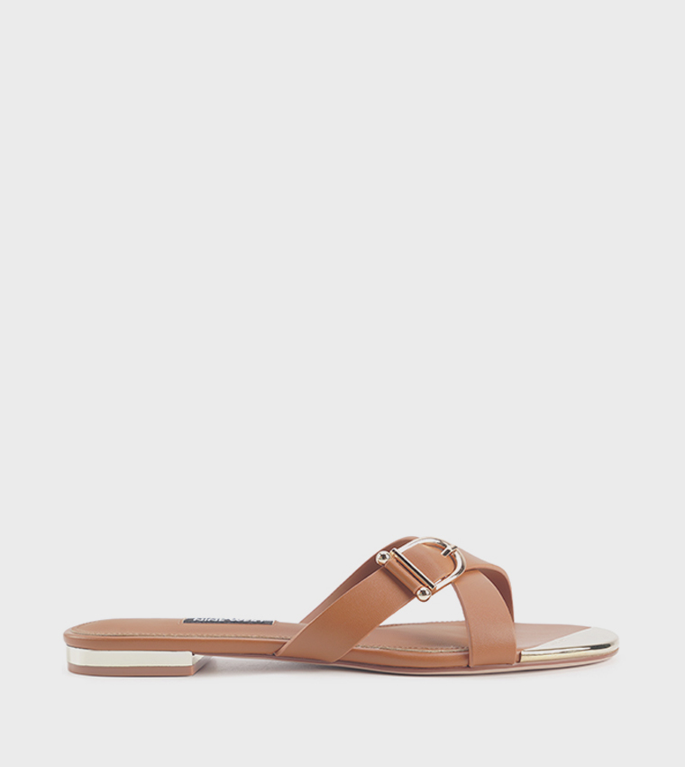 MALVINA Buckle Detail Flat Sandals