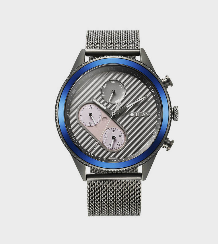 BOLT Grey Dial Quartz Watch with Stainless Steel Strap