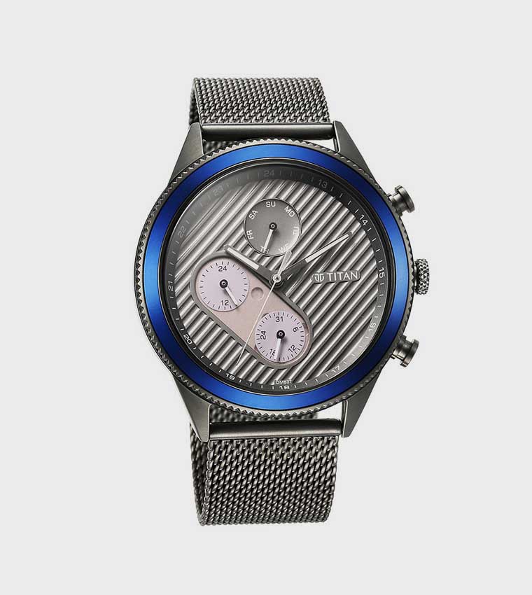 BOLT Grey Dial Quartz Watch with Stainless Steel Strap