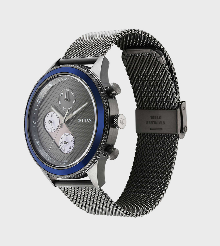 BOLT Grey Dial Quartz Watch with Stainless Steel Strap