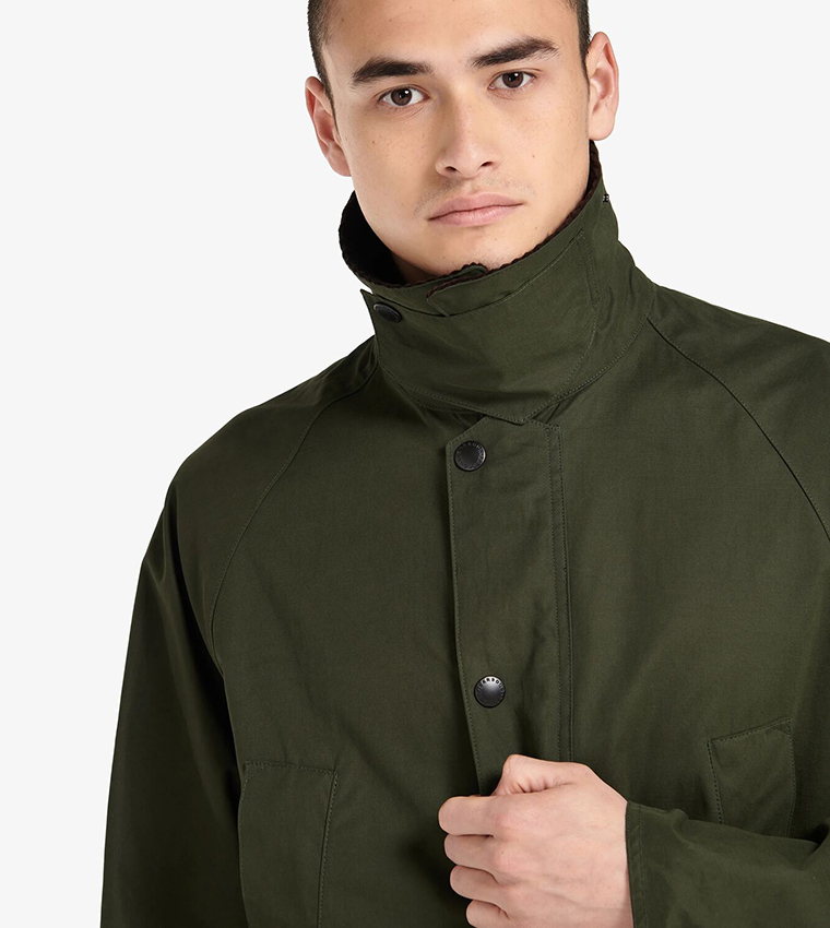 Solid Button Closure Casual Jacket