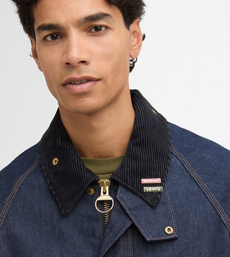 Buy Barbour Barbour X Levis Bedale Oversized Denim Jacket In Blue