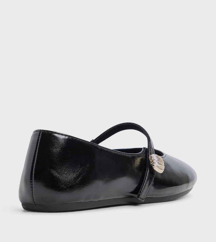 MEA Metal Accent Round Toe Mary Jane Shoes