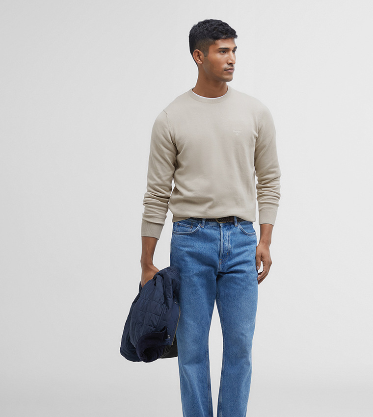 سترة محبوكة بياقة دائرية