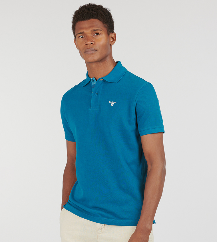 تيشيرت بولو بنقشة وبتطريز شعار