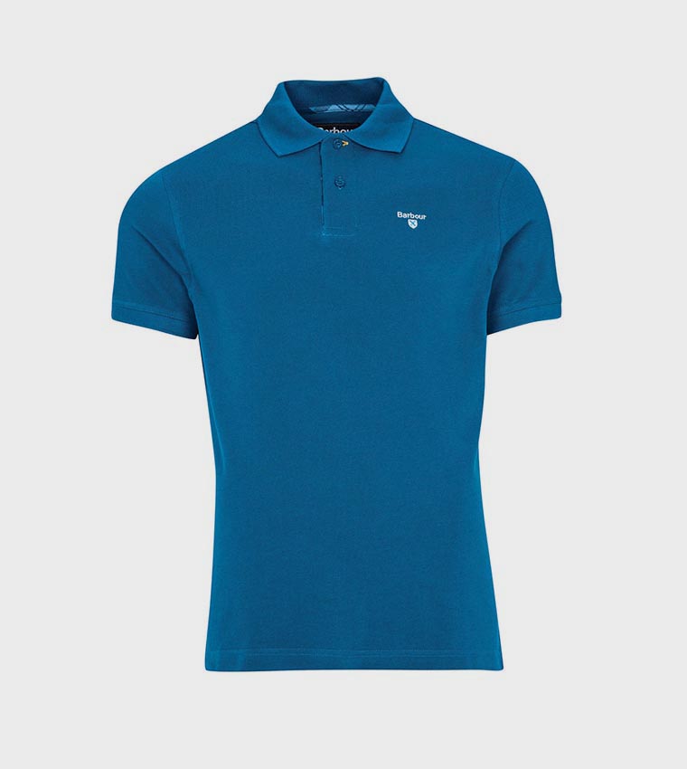 تيشيرت بولو بنقشة وبتطريز شعار