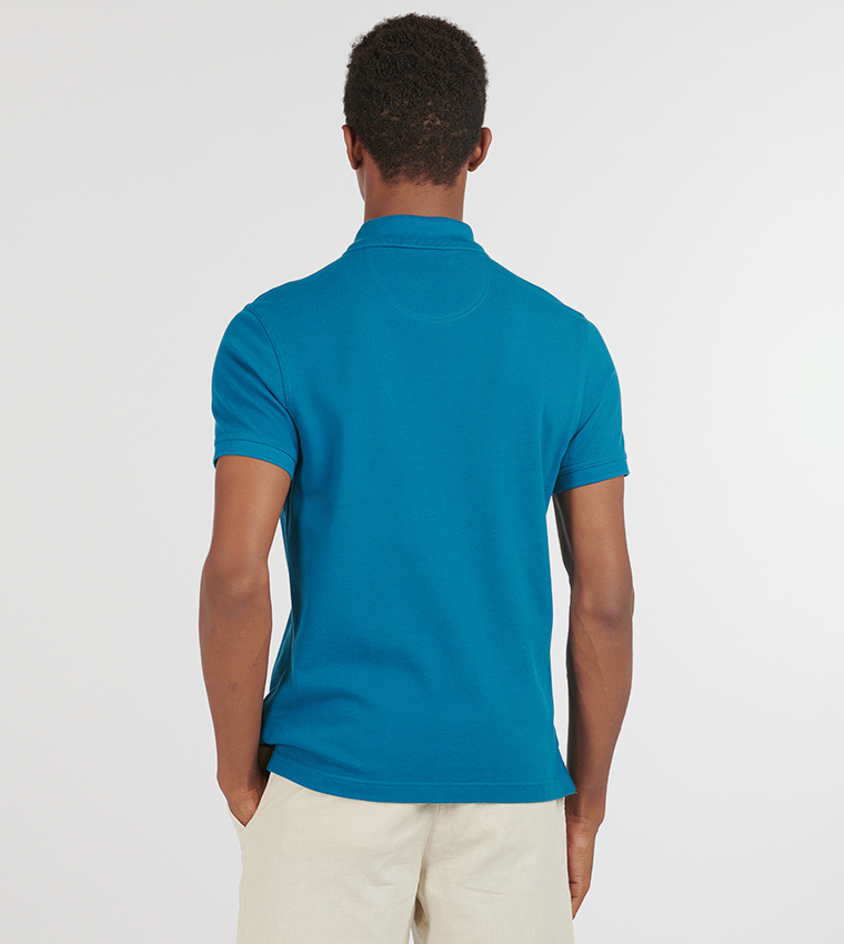 تيشيرت بولو بنقشة وبتطريز شعار