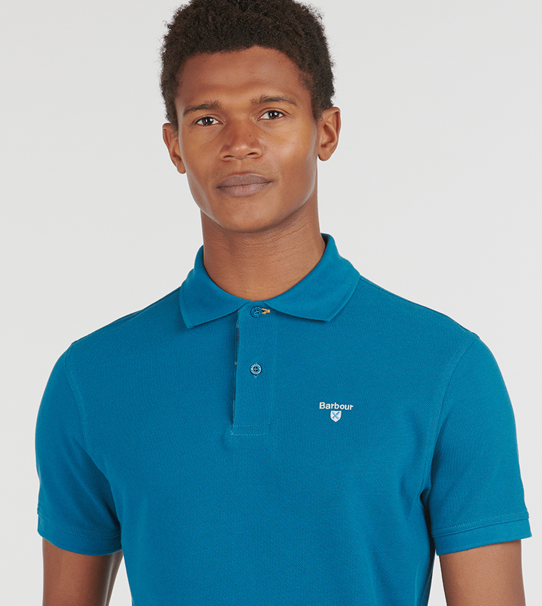 تيشيرت بولو بنقشة وبتطريز شعار