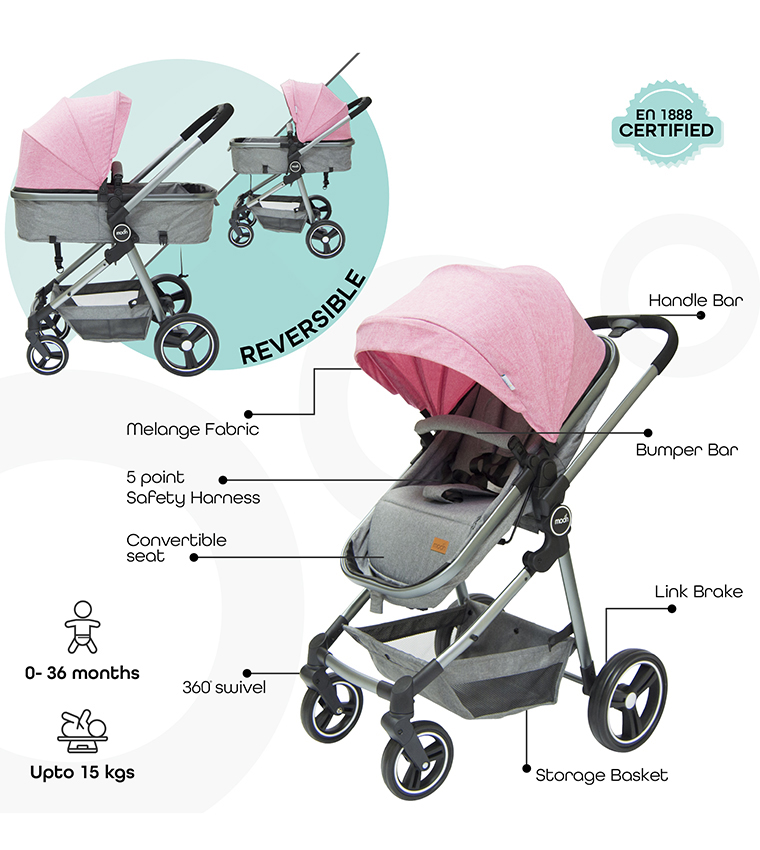  Babygrow Pro 2 In 1 (Convertible To Carrycot), Reversable Stroller
