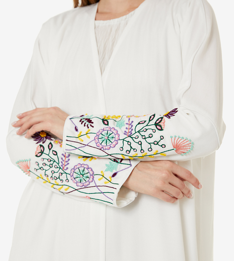 Embroidered V-Neck Abaya