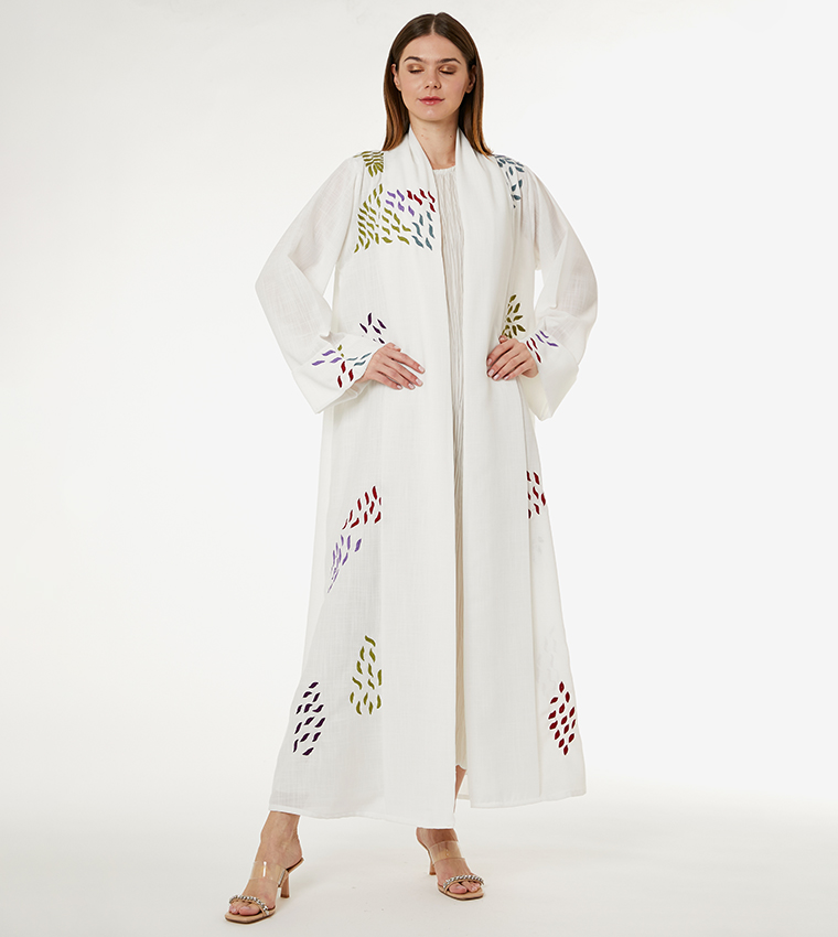 Embroidered Linen Abaya