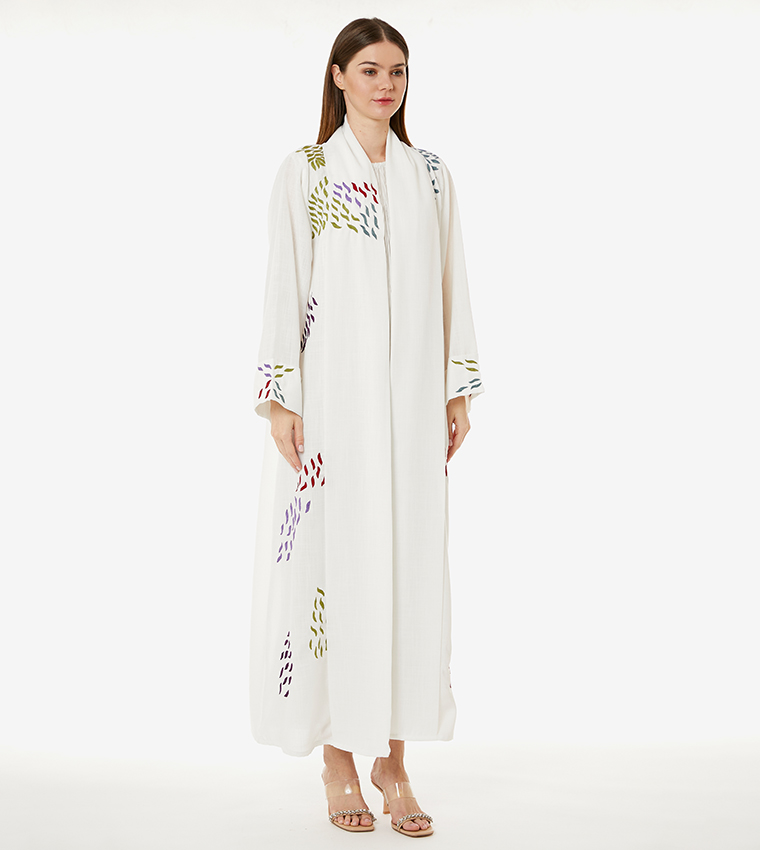 Embroidered Linen Abaya