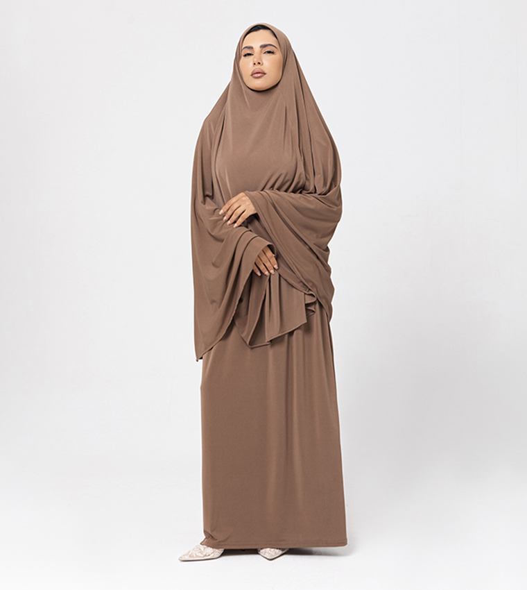 Solid Hijab & Abaya Set