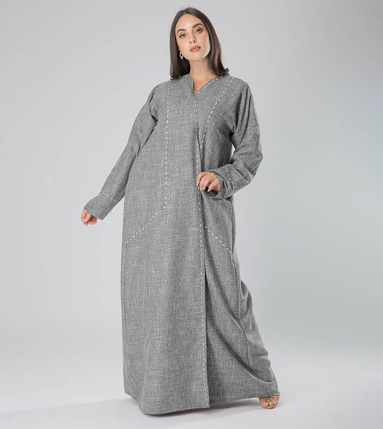 Long Sleeves V-Neck Abaya