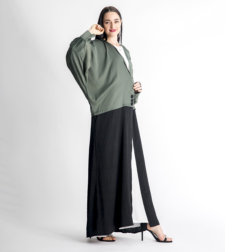 Long Sleeves V-Neck Abaya