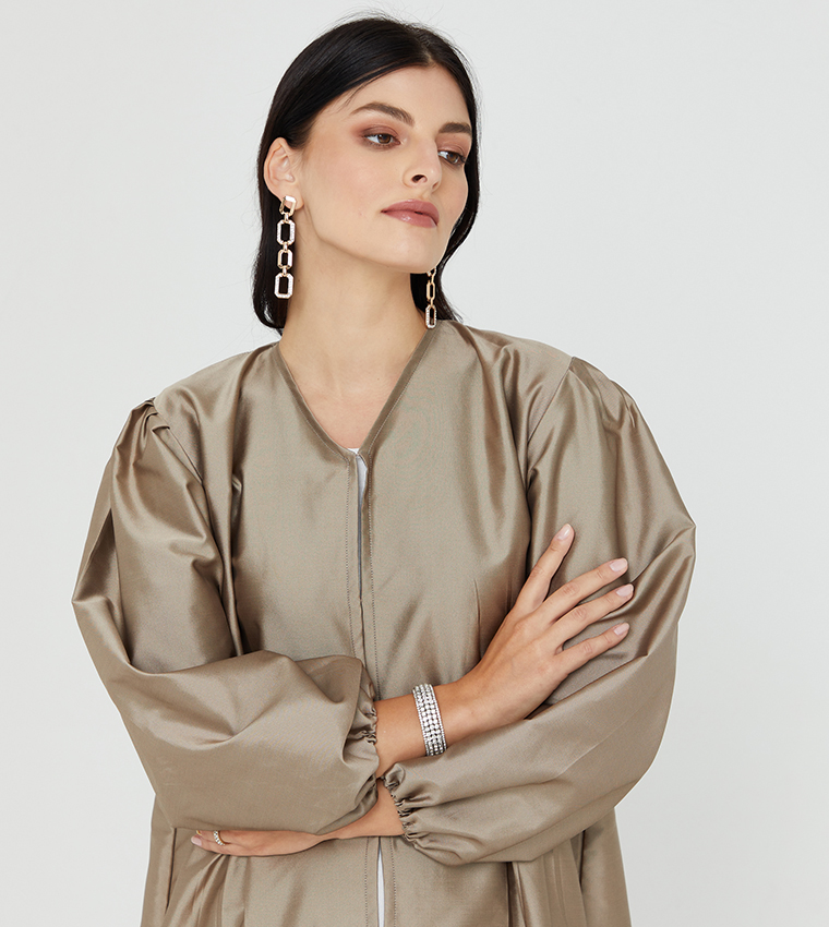 Victoria Satin Abaya Set with Under Dress & Sheila