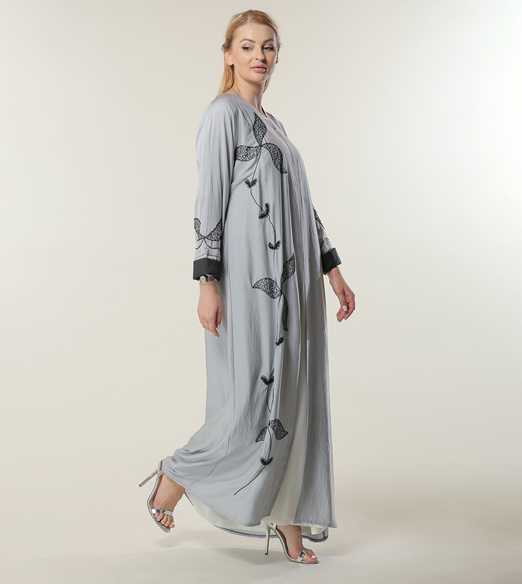 Moistreet  Abayas - Grey Abayas