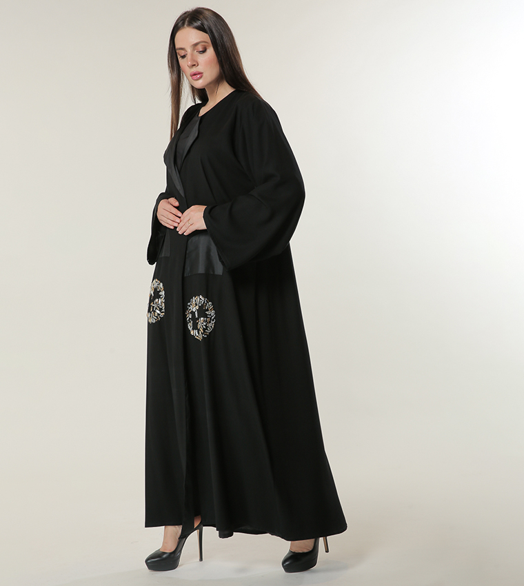 Embroidery Detail Wide Sleeves Abaya