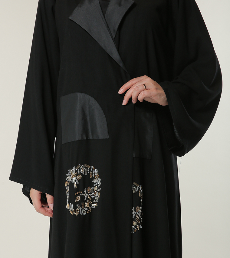 Embroidery Detail Wide Sleeves Abaya