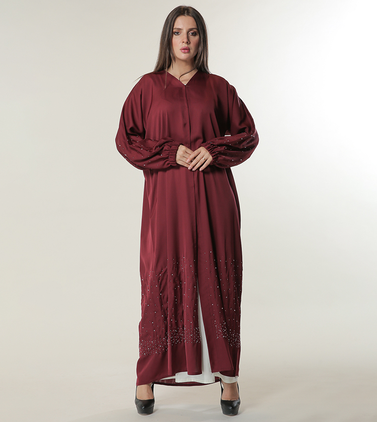Moistreet  Abayas - Maroon Abayas