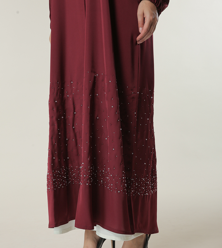 Moistreet  Abayas - Maroon Abayas