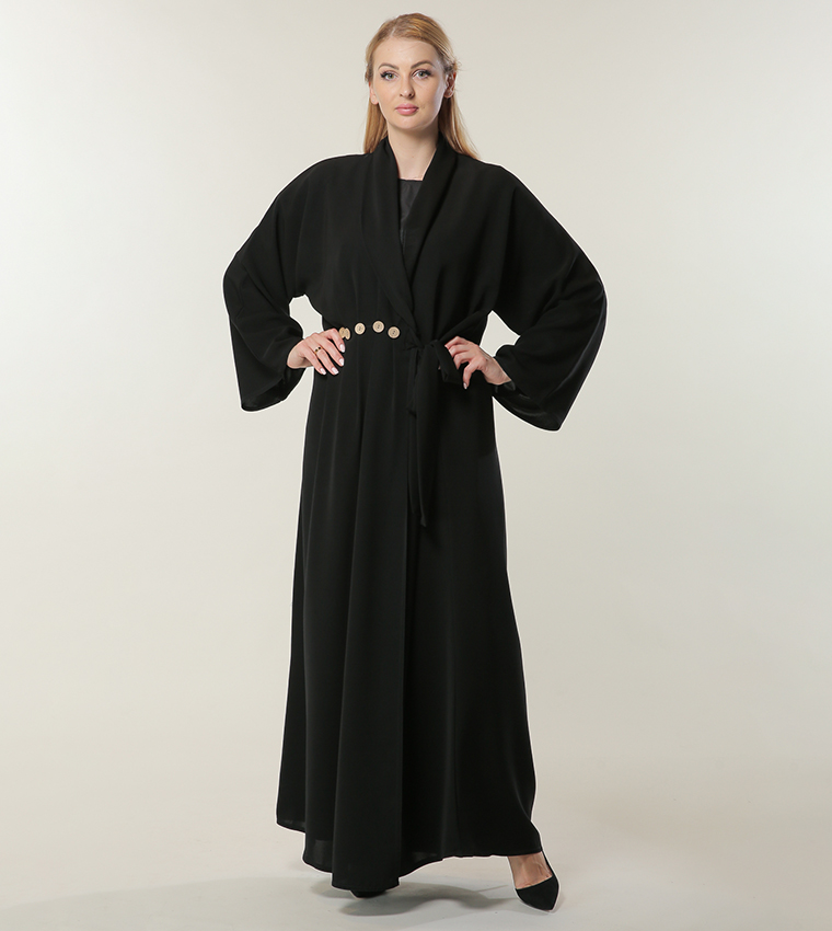 Button Detailed Wrap Abaya