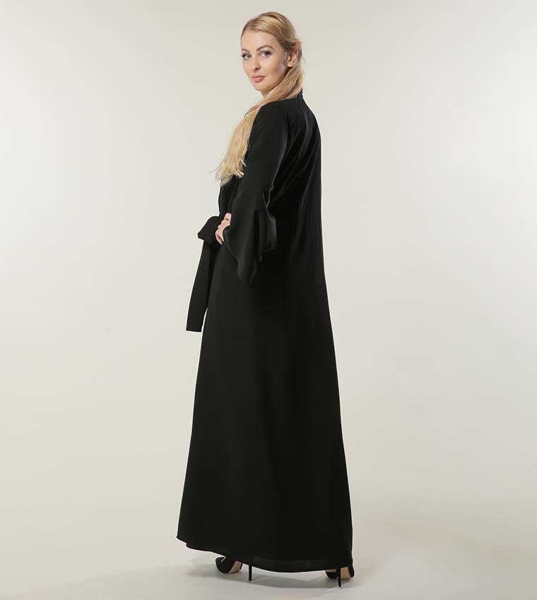 Button Detailed Wrap Abaya